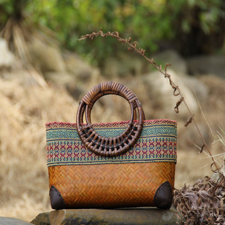 Bamboo Woven Cotton-Linen Tote