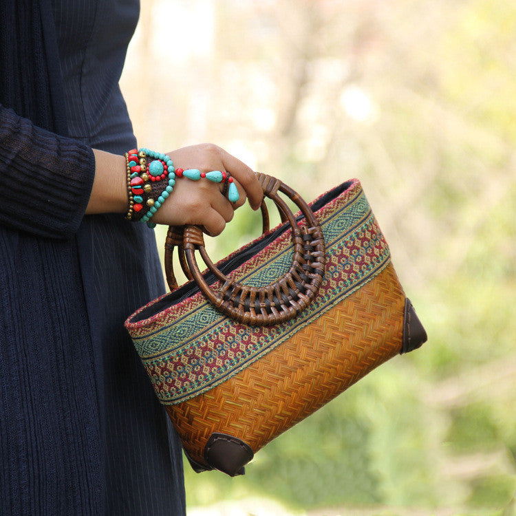 Bamboo Woven Cotton-Linen Tote